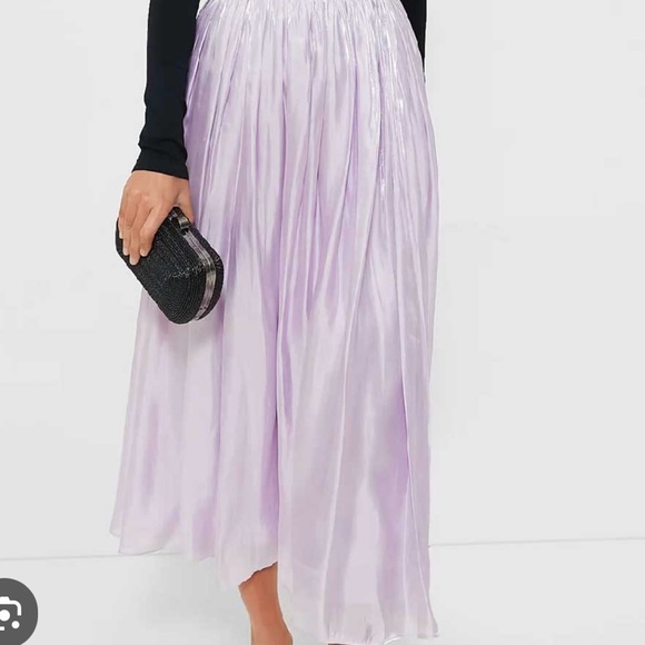 Tuckernuck Purple A-Line Midi Skirt with Pleats for Night Out - Picture 2 of 5